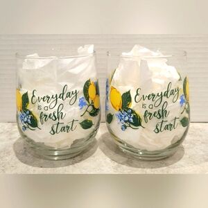 2 Piece Stemless Wine Glass Set (Everyday is a Fresh Start)
